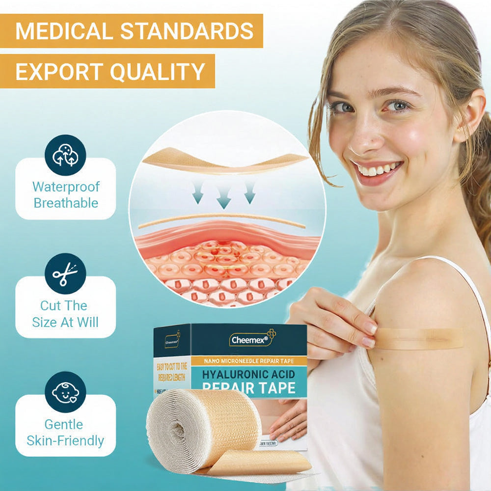 🍍Official Store |Cheemex® Hyaluronic Acid Nano Microneedle Repair Tape🗽🎉(Treatment of old and new scars, reduction of surgical scars, stretch marks, keloids, acne, burns, warts, dermatomes and varicose veins)