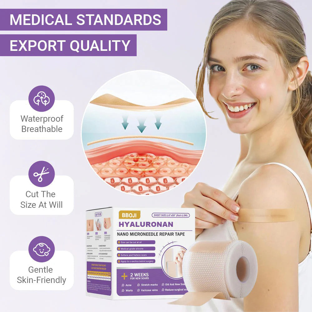 ✅Official Store | BBOJI® Hyaluronan Nano Microneedle Repair Tape🏥(Treatment of old and new scars, reduction of surgical scars, stretch marks, keloids, acne, burns, warts, dermatomes and varicose veins)★